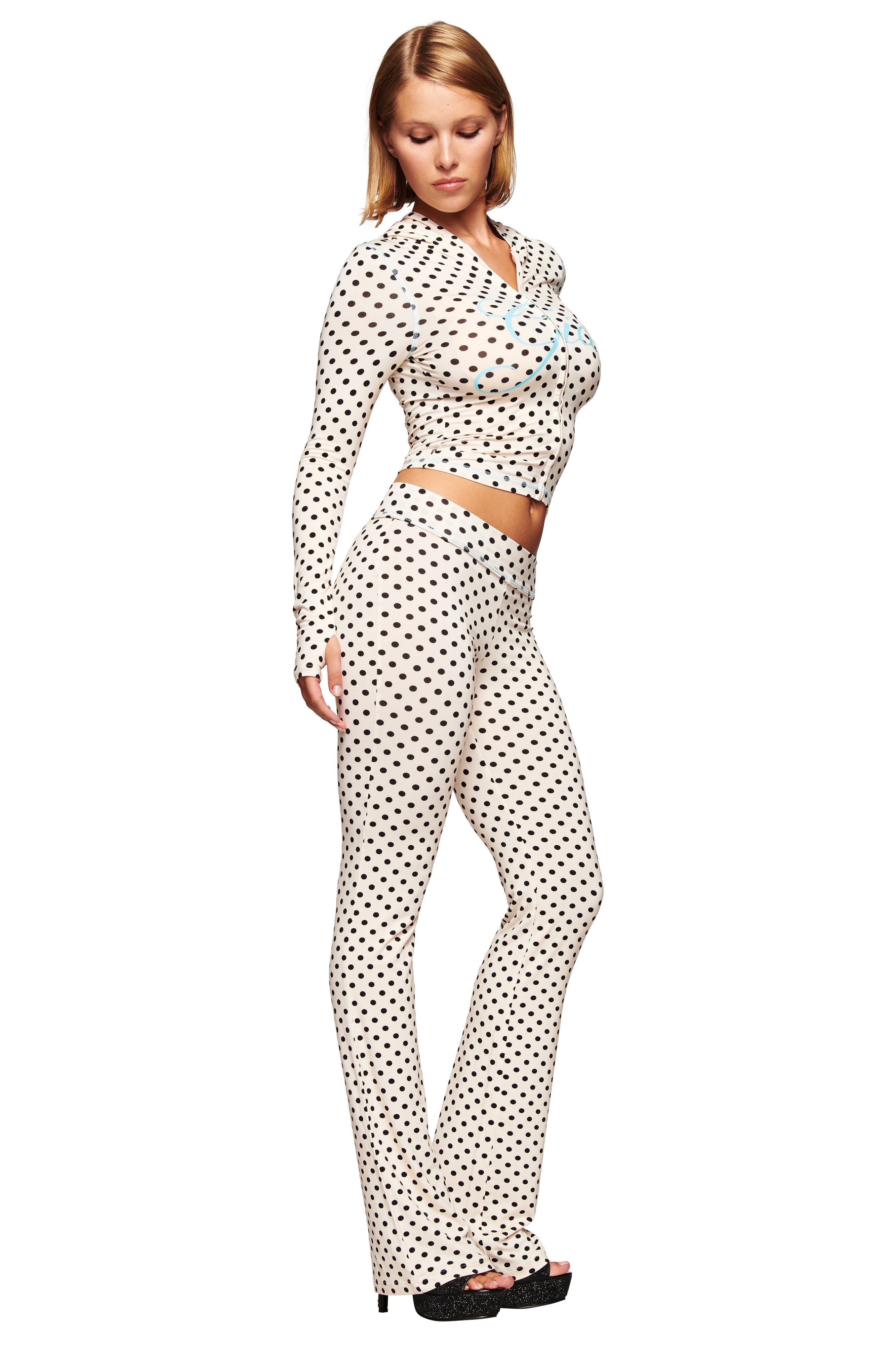 BLARE TRACKPANT - CREAM POLKA DOT