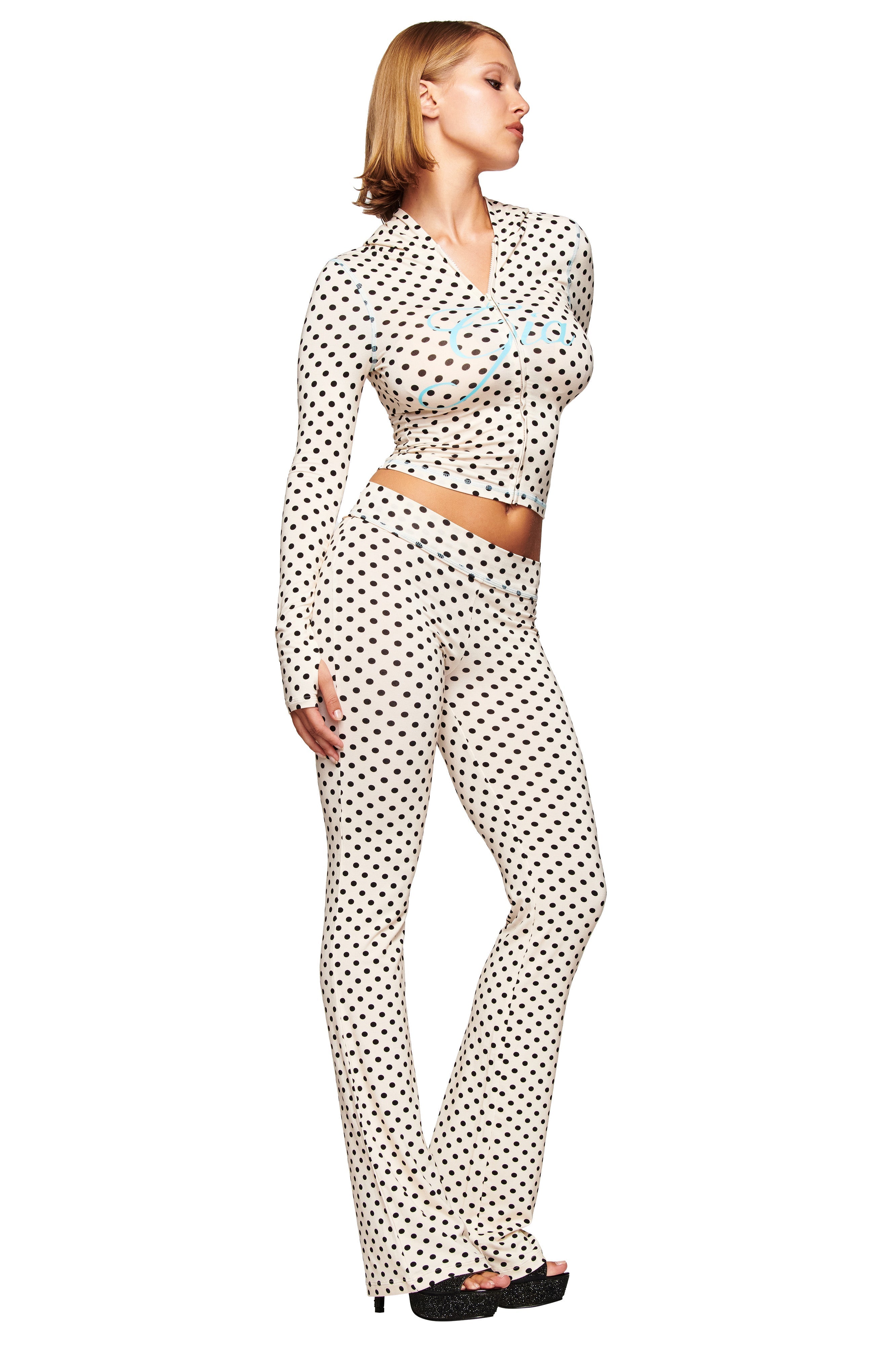 BLARE TRACKPANT - CREAM POLKA DOT