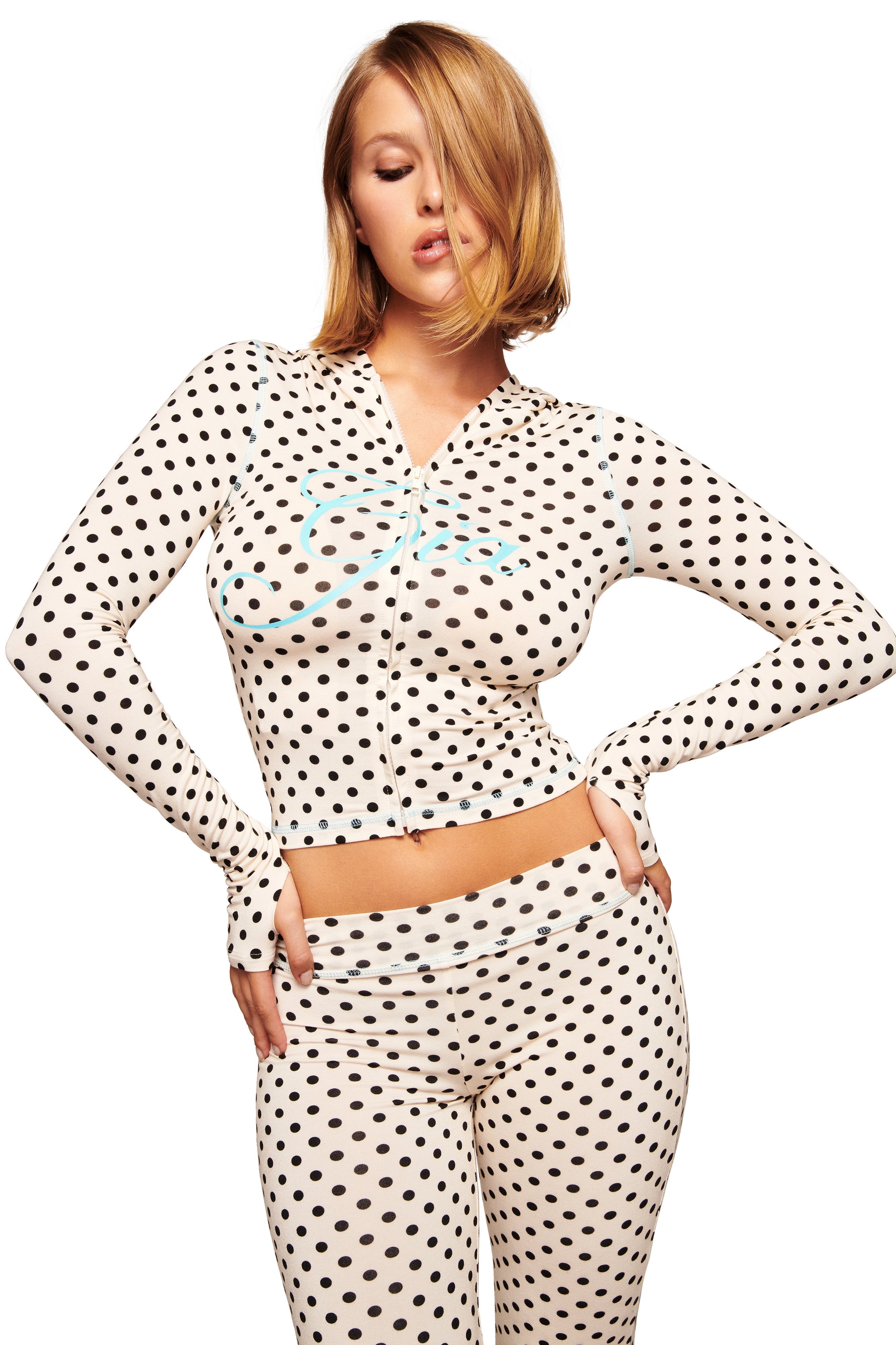 BLARE HOODIE - CREAM POLKA DOT