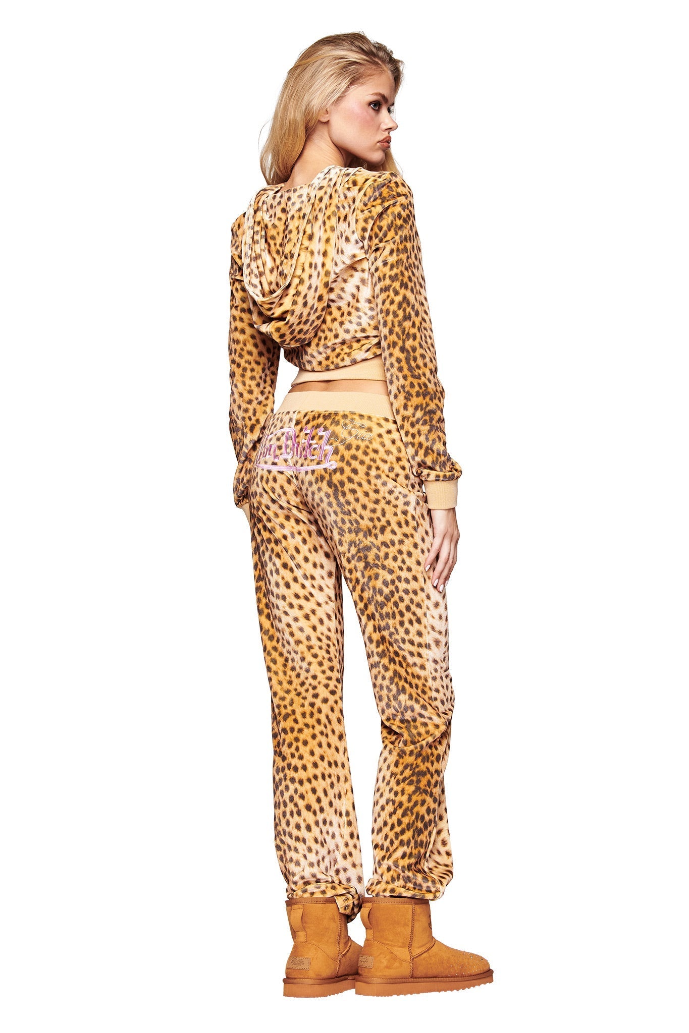 I.AM.GIA X VON DUTCH KAMERON VELOUR TRACKPANT - LEOPARD