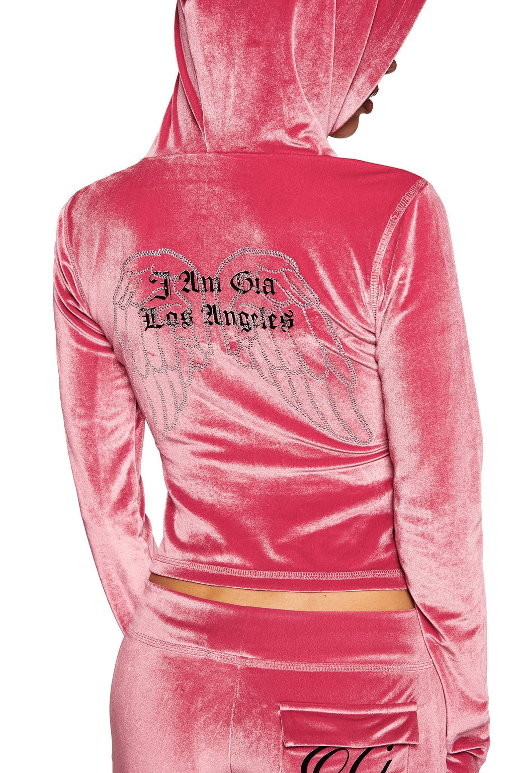 BLARE VELOUR POCKET HOODIE - PINK