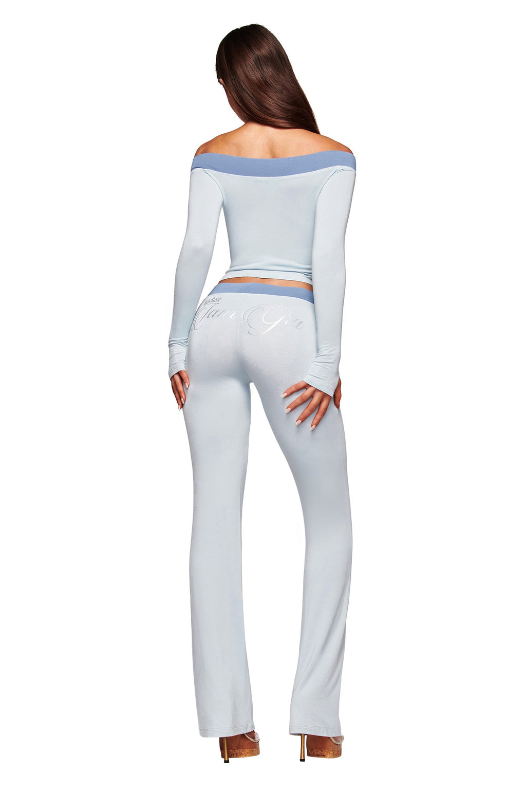 BLARE LOWER RISE TRACKPANT - TWO TONE POWDER BLUE