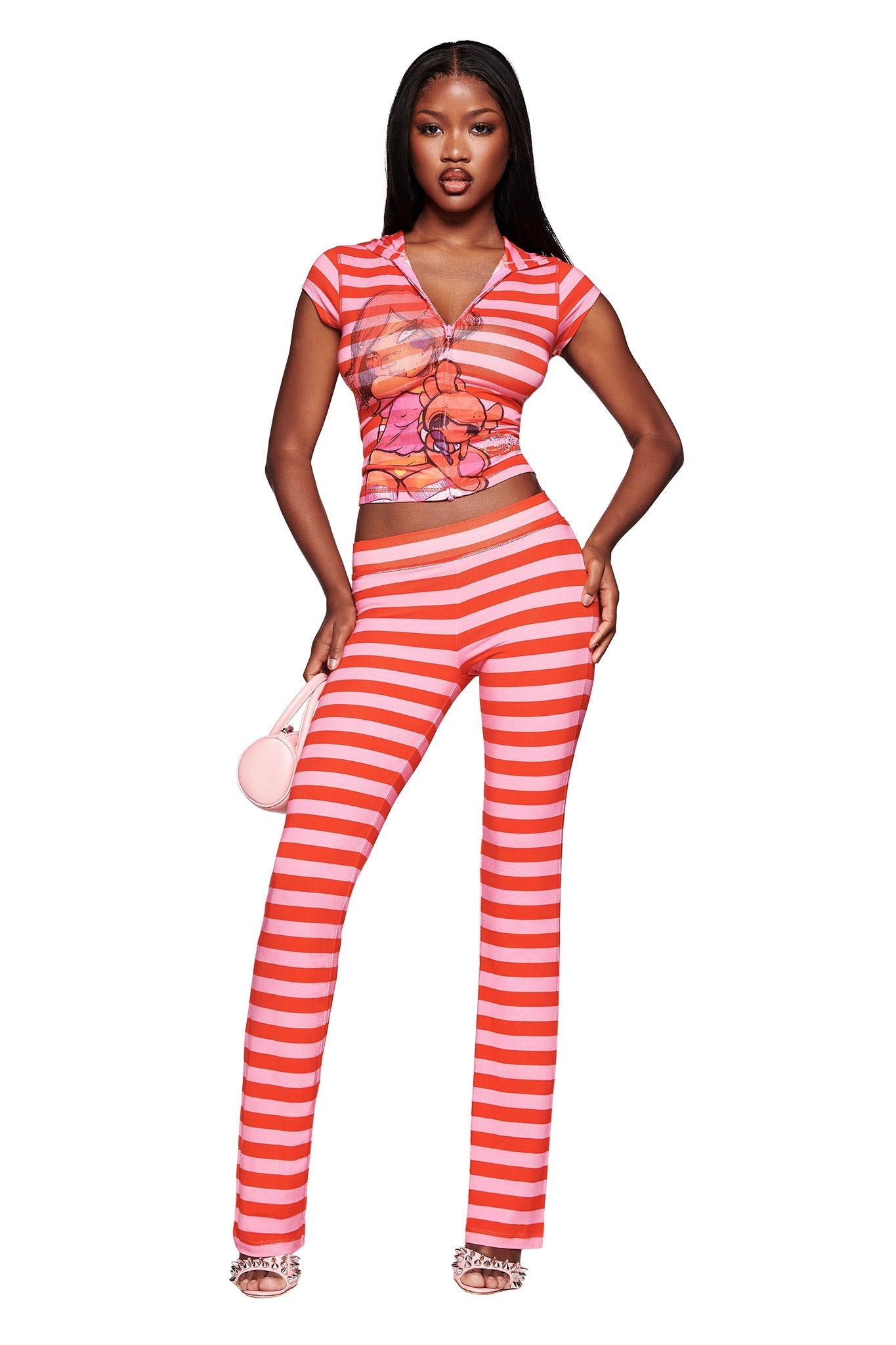 FAFI BLARE CAP SLEEVE SET - PINK STRIPE