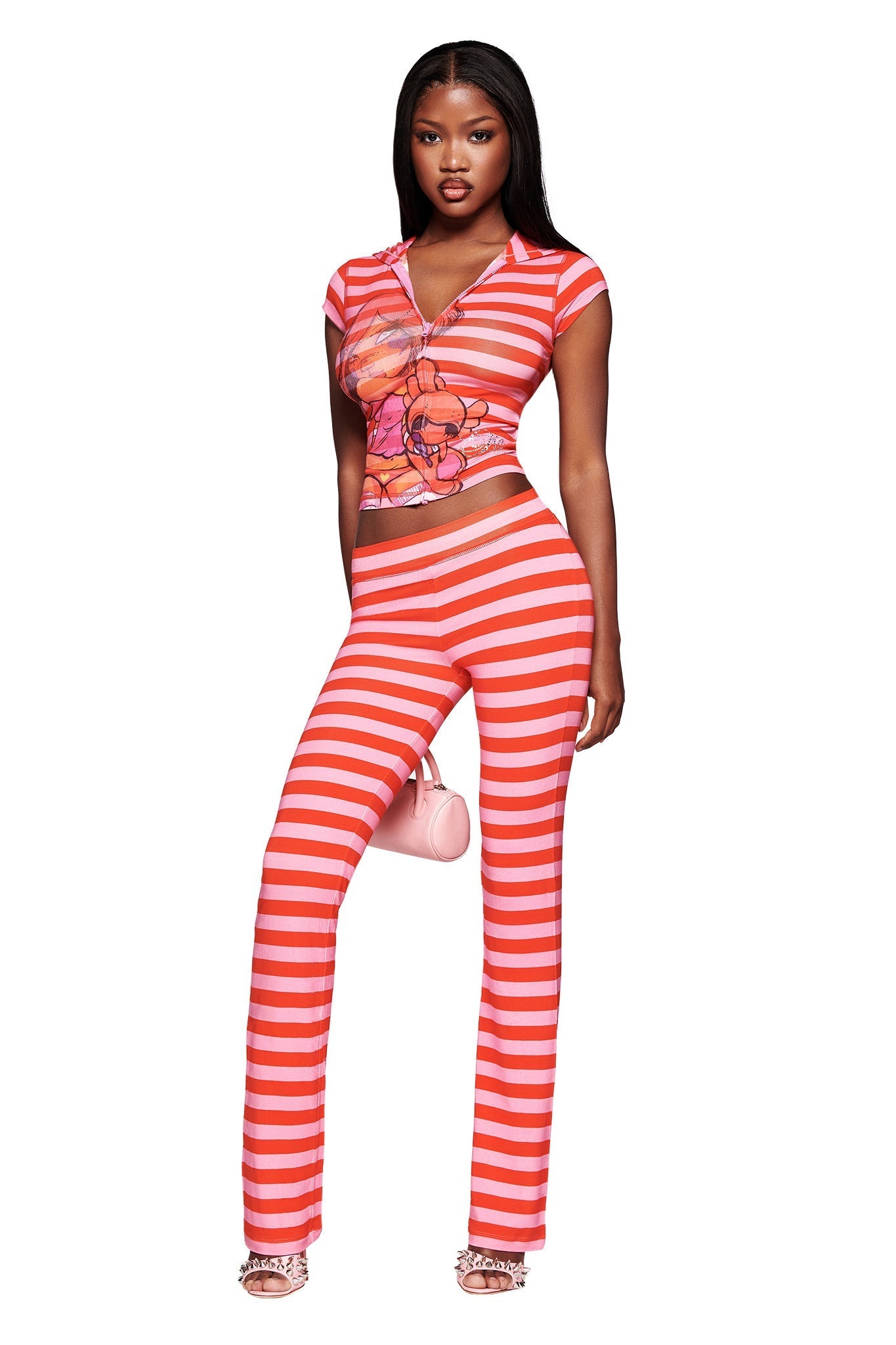 FAFI BLARE CAP SLEEVE SET - PINK STRIPE