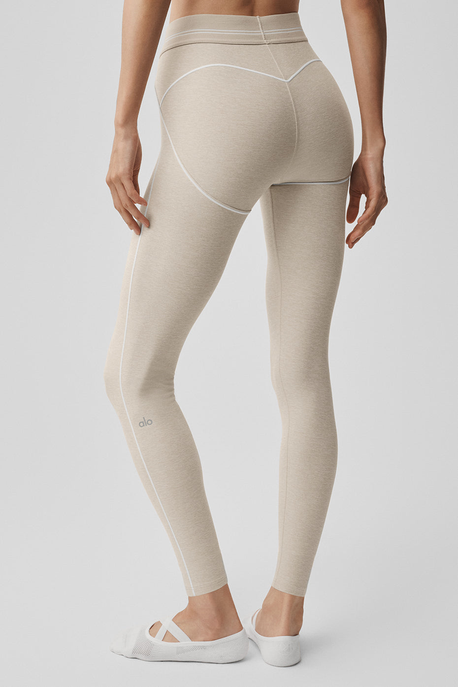 7/8 High-Waist Alosoft Heart Throb Legging - Oatmeal Heather/White